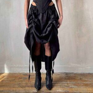 NUIT Atelier black adjustable linen skirt